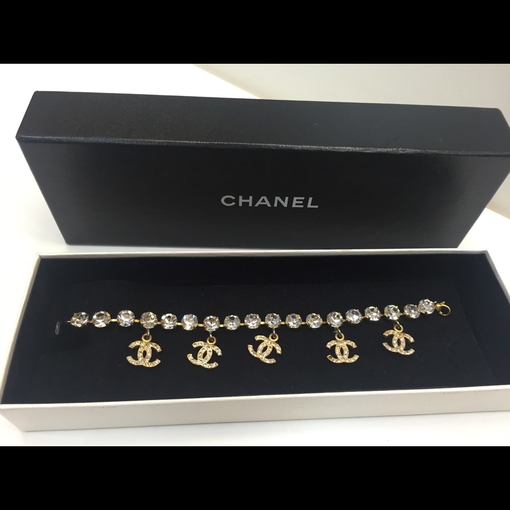 Vintage Chanel with rhinestone charm bracelet